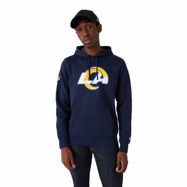 New Era Uomo Felpa con Cappuccio NFL Los Angeles Rams Logo Blu Marino