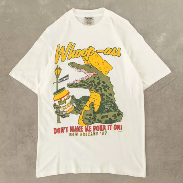 Oneita Vintage 90s New Orleans Single Stitch Graphic T-Shirt M Men's White