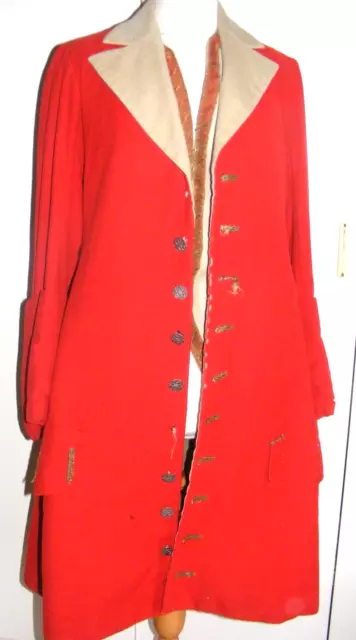 Cappotto e gilet teatrale vintage Regency Era lana rossa e crema petto 36 Cappotto e gilet teatrale vintage Regency Era lana rossa e crema petto 36