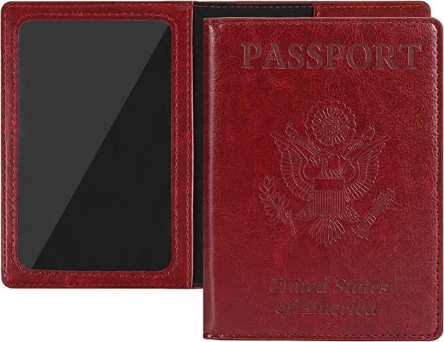Leather Passport and Vaccine Card Holder Combo, Cover Case Travel Essentials