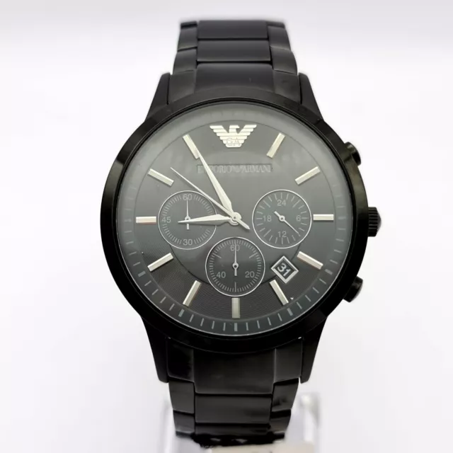 New Genuine Emporio Armani Renato Ar2453 Black Dial Stainless Steel Men's Watch