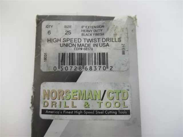 Norseman 68370 , #25 HSS Aircraft Extension Drill Bit (PK 6)