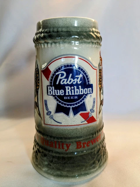 Vintage Pabst Blue Ribbon Limited Edition Beer Stein Glass Mug PBR Since 1844