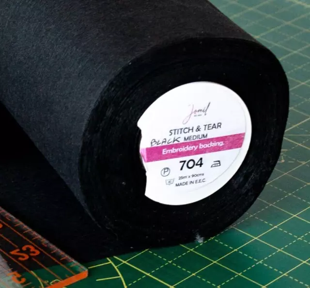 Black Stitch and Tear Embroidery Backing, Tear Away Stabilizer per Metre