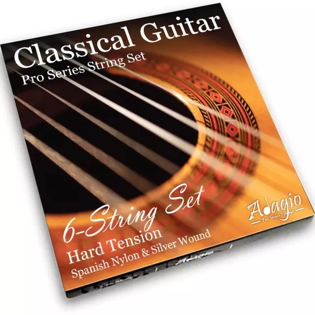 Nylon Classical Guitar String Set Hard Tension - Adagio Pro - Pack Of 6 Strings