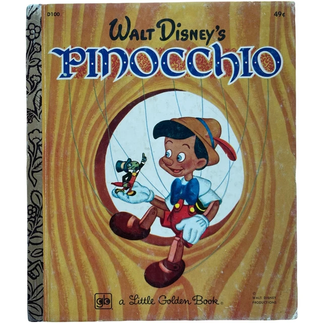 1974 Walt Disneys Pinocchio a Little Golden Book Vintage Childrens Hardcover