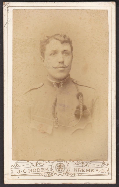 19114 Portrait Foto CDV KAB KuK Soldat Atelier J.C. Hodek Krems a.d. Donau