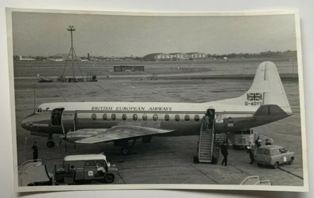 1959 3x5 B&W Photo London Airport BEA British European Airways Viscount airplane