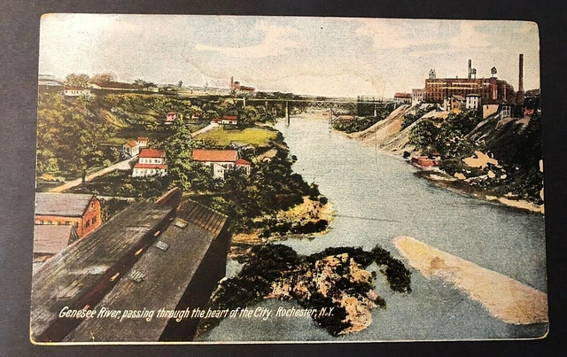 Early 1900s ~ Rochester New York  NY ~ Genesee River thru Heart of City