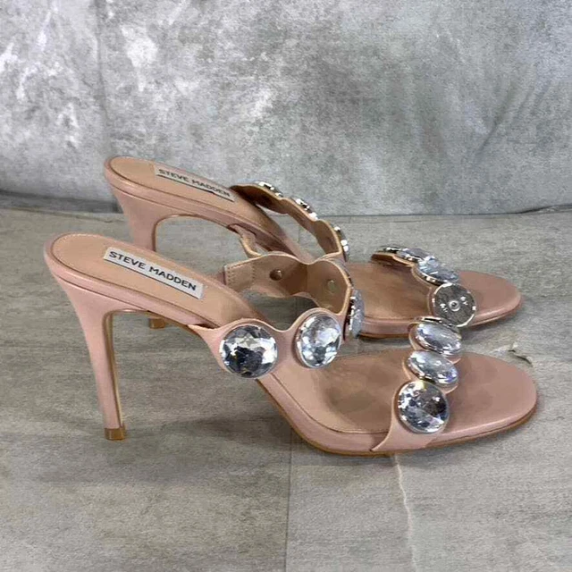STEVE MADDEN ERIN Leopard Print Calf Hair Heeled Mule Sandal Tan