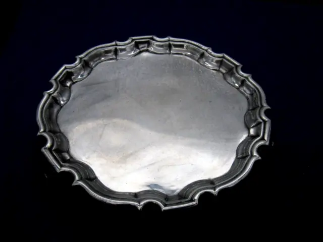 1733 DATE MARK STERLING SILVER FOOTED 5 1/2" TRAY by DENIS LANGTON of ENGLAND