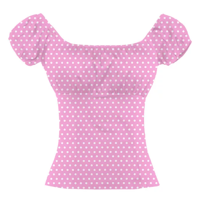 Women Tops Polka Dot Summer Off  Shoulder Blouse Pinup Shirt Cotton Tops