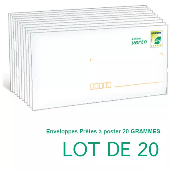 PRET À POSTER Enveloppe avec timbre 20g, lot de 20 PAP lettre verte  economique EUR 15,90 - PicClick FR