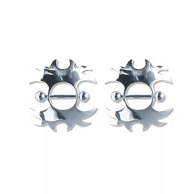 Pair of Steel Barbell w/Nipple Shields Rings, 14 Gauge-101