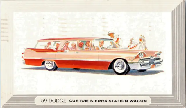 ANTIQUE AUTO, 1959 DODGE CUSTOM SIERRA STATION WAGON, VINTAGE POSTCARD Leon, Ks.