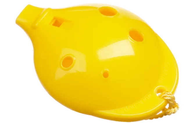 Kunststoff OCARINA, gelbe 4-Loch- & Spielkarte, von Ocarina Workshop, hergestellt in Großbritannien