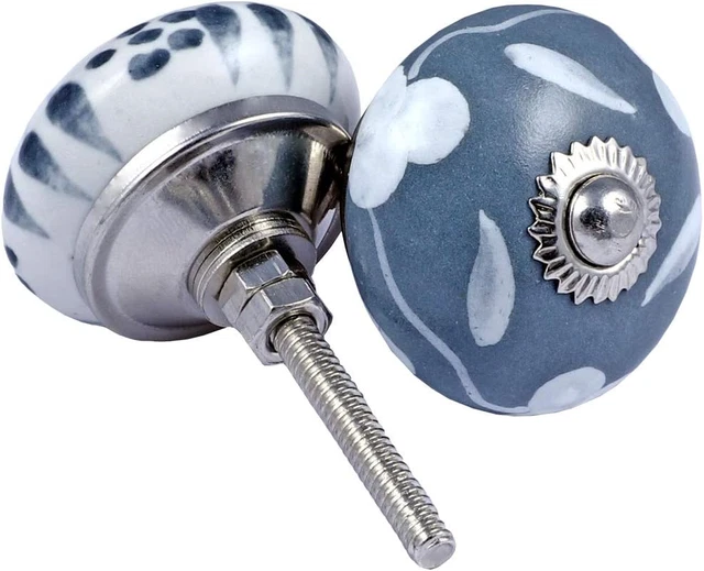12 boutons de porte gris gris et blanc crème crème rare peint à la main bouton en céramique tirage 3