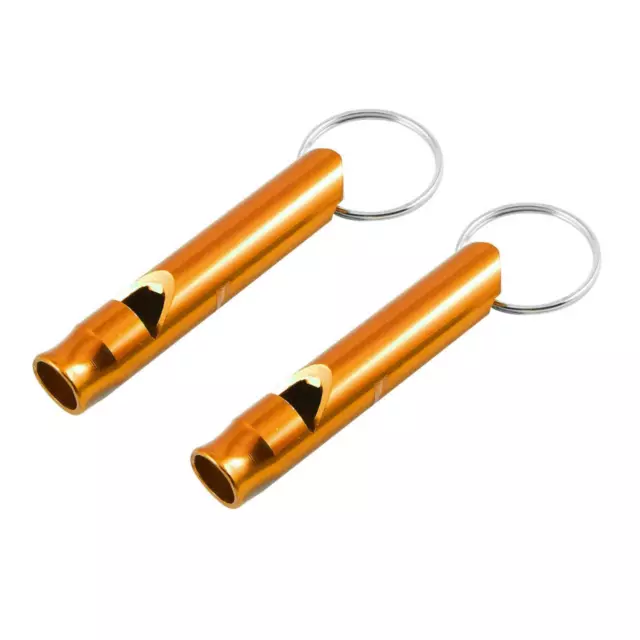 Pet Dog Puppy Cat Pocket Mini Safety Training Sound Whistle Keychain Yellow 2pcs