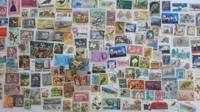 British Commonwealth No GB Stamps Collection - 500 to 3000 Different Stamps