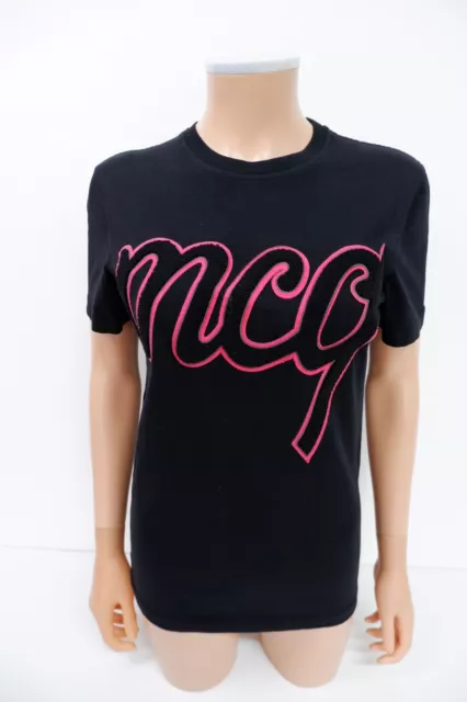 MCQ Alexander Mcqueen Womens T Shirt Top Size XS Black Short Sleeve Printed