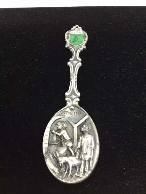 Vintage 1995  Large 6” German Pewter Spoon With Scene Called The Miller