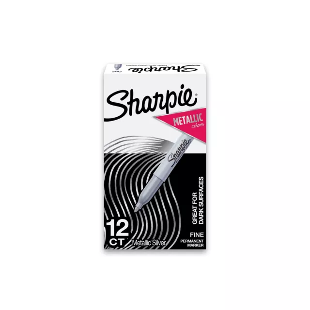 SHARPIE Metallic Permanent Markers, Fine Point, Silver, 12 Count