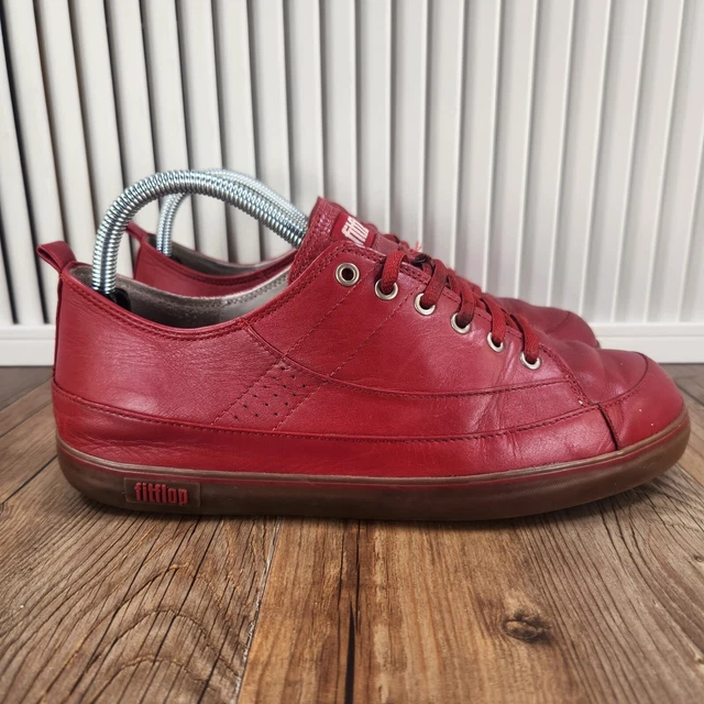 FitFlop Supertone Womens Size 9 Blaze Red Leather Comfort Sneakers Shoes 114-002