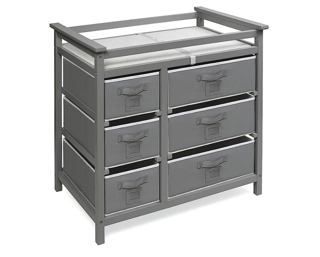 Badger Basket Modern Baby Changing Table with Six Baskets - Gray