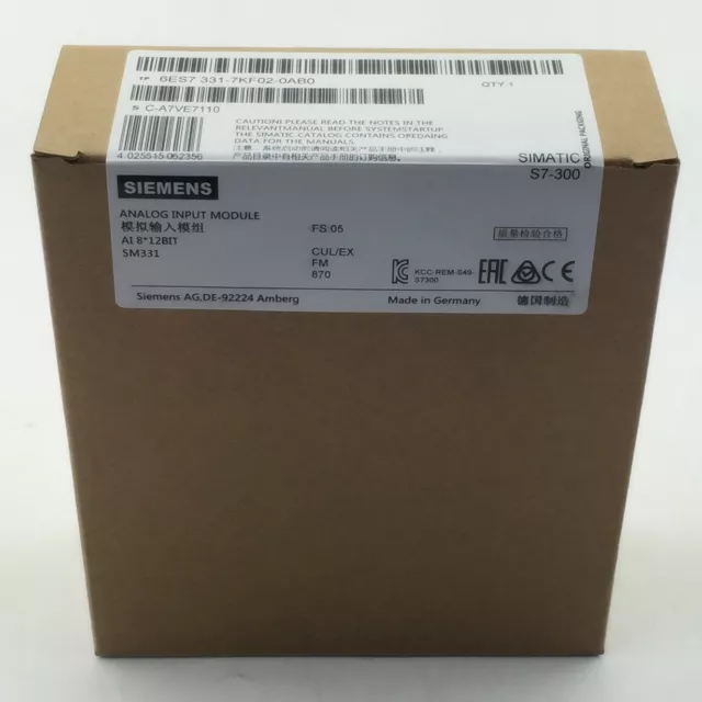 1Pcs Siemens 6Es7 331-7Kf02-0Ab0 6Es7331-7Kf02-0Ab0 Plc New In Box Us Fast Ship