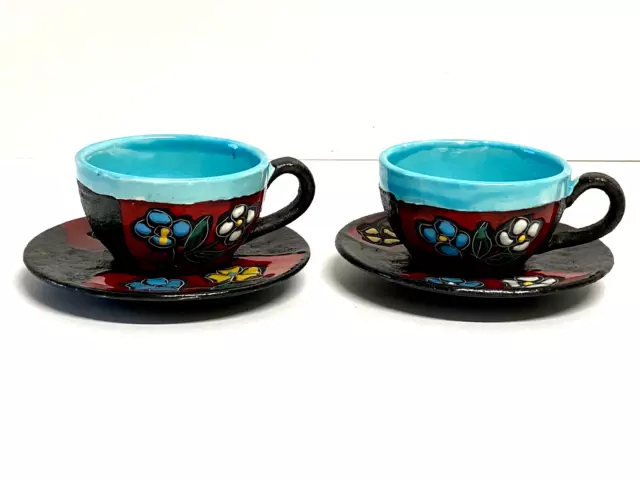 Ceramica di San Marino Vintage 2 Tasses & Soucoupes Céramique Emaillée Italy