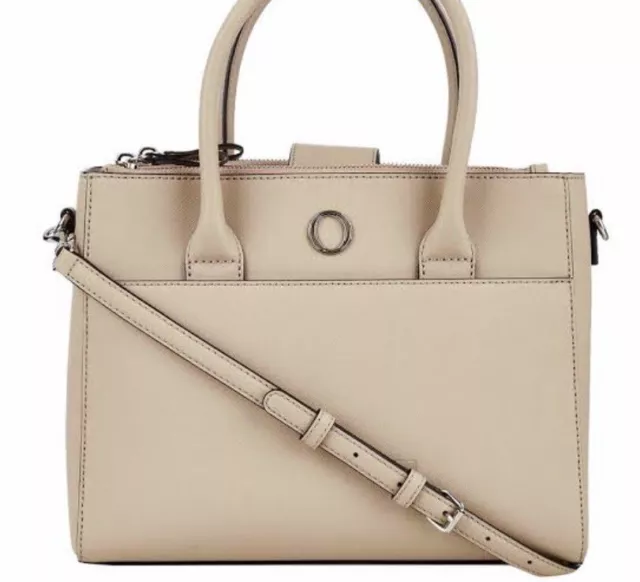 Oroton Mini Metier Beige Saffiano Leather Tote Shoulder Bag New Without Tag