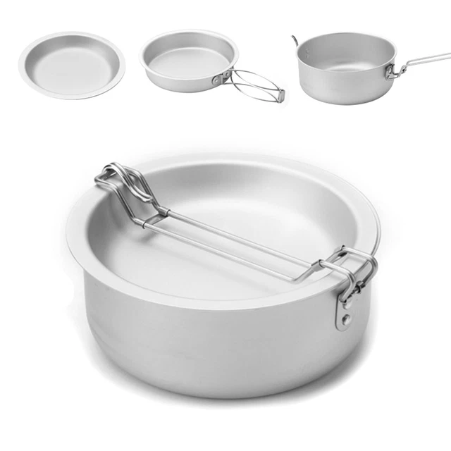 Set pentole da campeggio in alluminio 3 pz padella e piatto per escursioni e sop