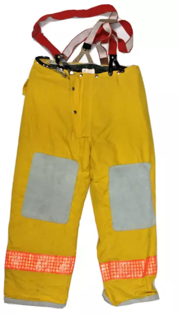 40x30 ALB Yellow Orange Firefighter Turnout Bunker Pants with Suspenders P1359