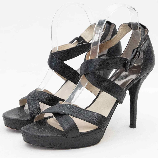 Michael Kors Women's Black Gideon Sparkle Leather Heels Size 9