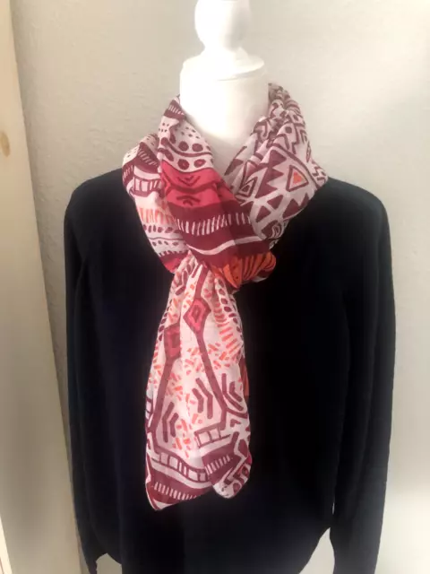 Pink Burgundy Orange AZTEC  Infinity SCARF 19X36" Gauze BOHO Geometric TRIBAL 1