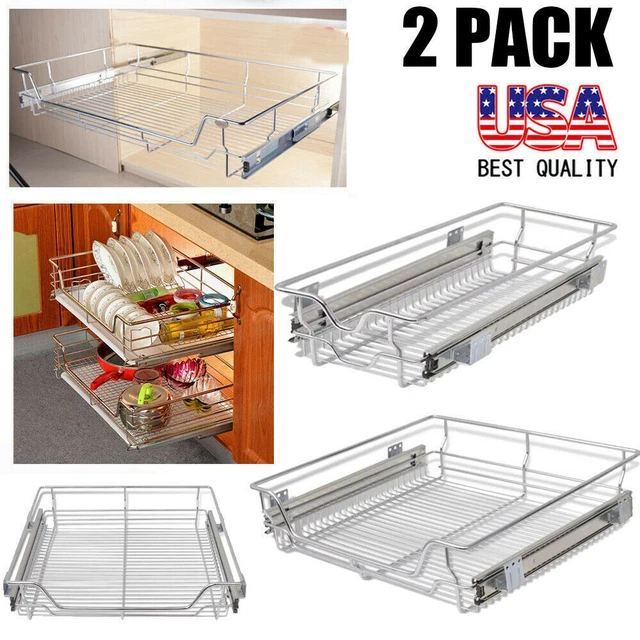 KITCHEN PULLOUT WIRE Sliding Basket Rack Storage Organizer