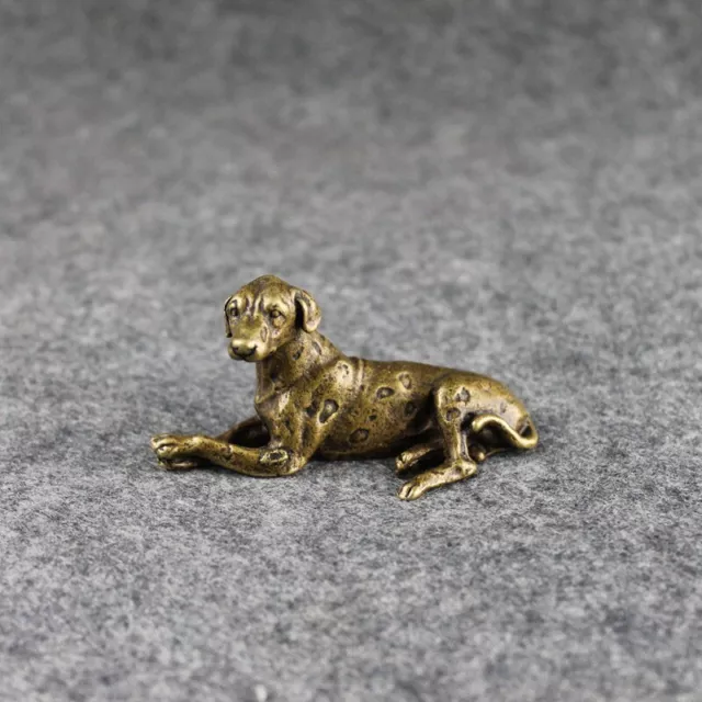 Pure Brass Vintage Dog Figurine Ornament Animal Statue Tea Pet Decor Craft Gift