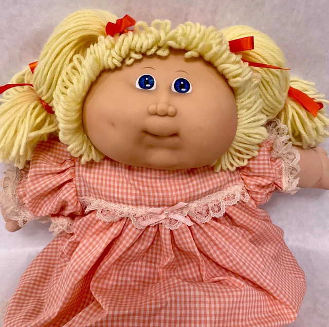VINTAGE CABBAGE PATCH Kids Blonde Hair Blue Eyes Girl Doll from Coleco