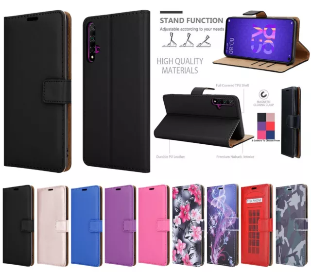 Genuine Case For Huawei Nova 5T (6.26''), Black, Pink Leather Wallet Phone Cover