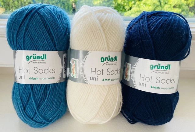 3x Gründl Hot Socks Wolle, Sockenwolle 4-fädig je 50 g
