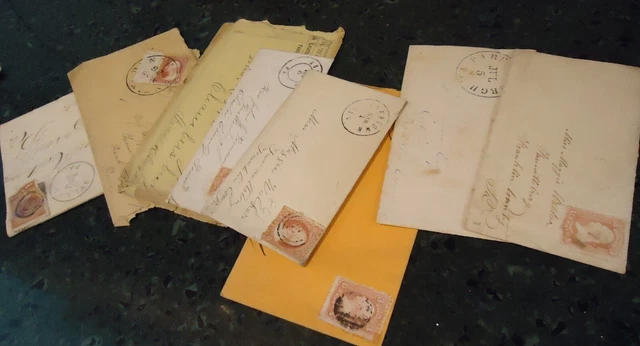 Group 8 Early Postal Covers Civil War Era & Post / Bullseye and Fancy cancels