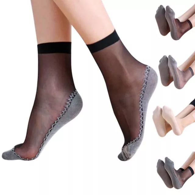 5/10 Pairs Women Ultrathin Cute Transparent Crystal Silk Lace Short Socks
