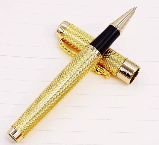 Jinhao 1200 Complete Roller Ball Pen Dragon Clip Luxury Gold
