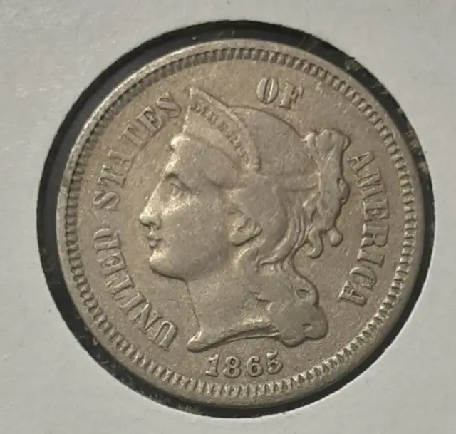 1865 Three Cent Pieces (Nickel) Not certified