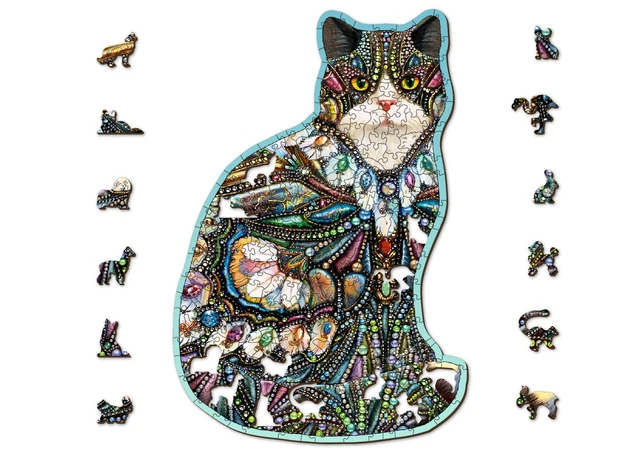 Wooden Jigsaw Puzzles 250 pcs Unusual with Animal Shaped Pieces 14.8 x 10 in