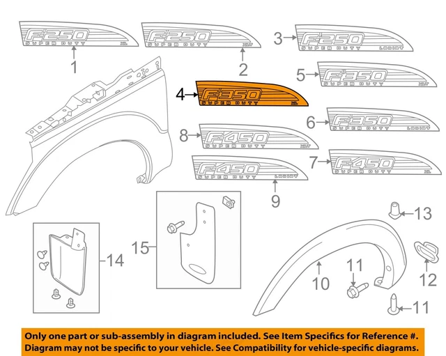 FORD OEM F-350 Super Duty Front Fender-Emblem Badge Nameplate Left CC3Z16720DD