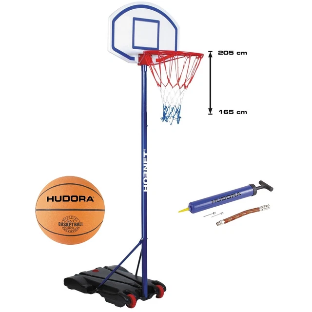 HUDORA Basketballkorb Hornet höhenverstellbar 165 - 205 cm mit Ball und Pumpe
