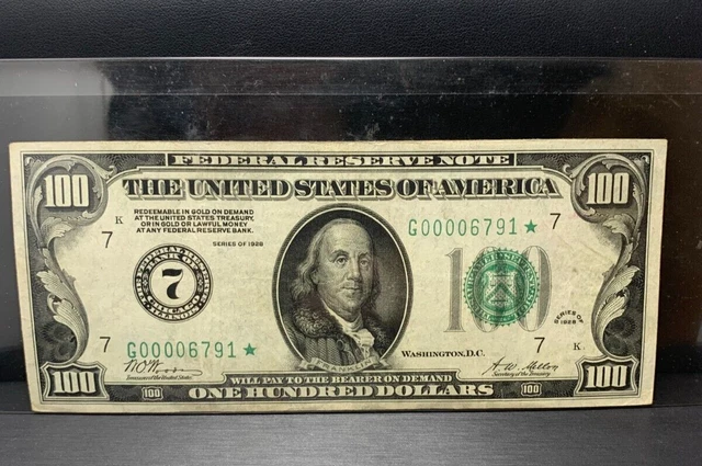 $100 BILL 1928 FEDERAL RESERVE NOTE CHICAGO AUTHENTIC Low Serial Number!