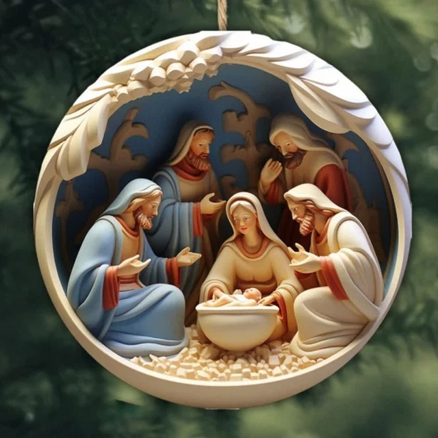 3D Painted Nativity Pendant Christmas Tree Pendant Home Decor Ornaments
