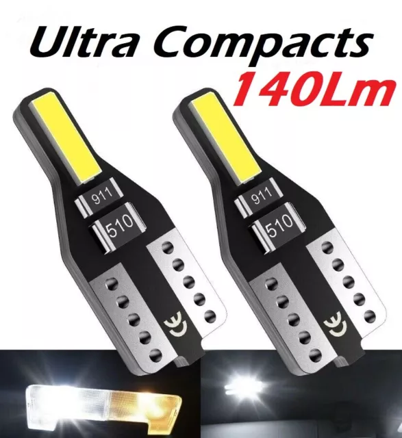 ⚠️ 10x T10 W5W LED 2 SMD 7020 140Lm ⚡ Blanc 6000k ✨ 12V Ultra Compacts ISO ✅ 3